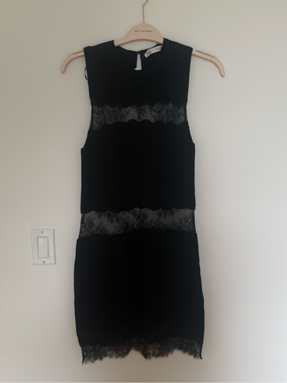 Black Lace Panel Sleeveless Dress